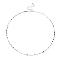 FFIENLEE 925 sterling silver flat tile chain necklace in rhodium silver tone, full circular layout on white background, showing complete chain and 5cm adjustable extension with lobster claw clasp