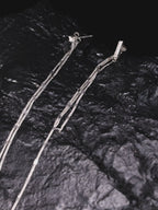 FFIENLEE Silver Long Tassel Mismatched Earrings